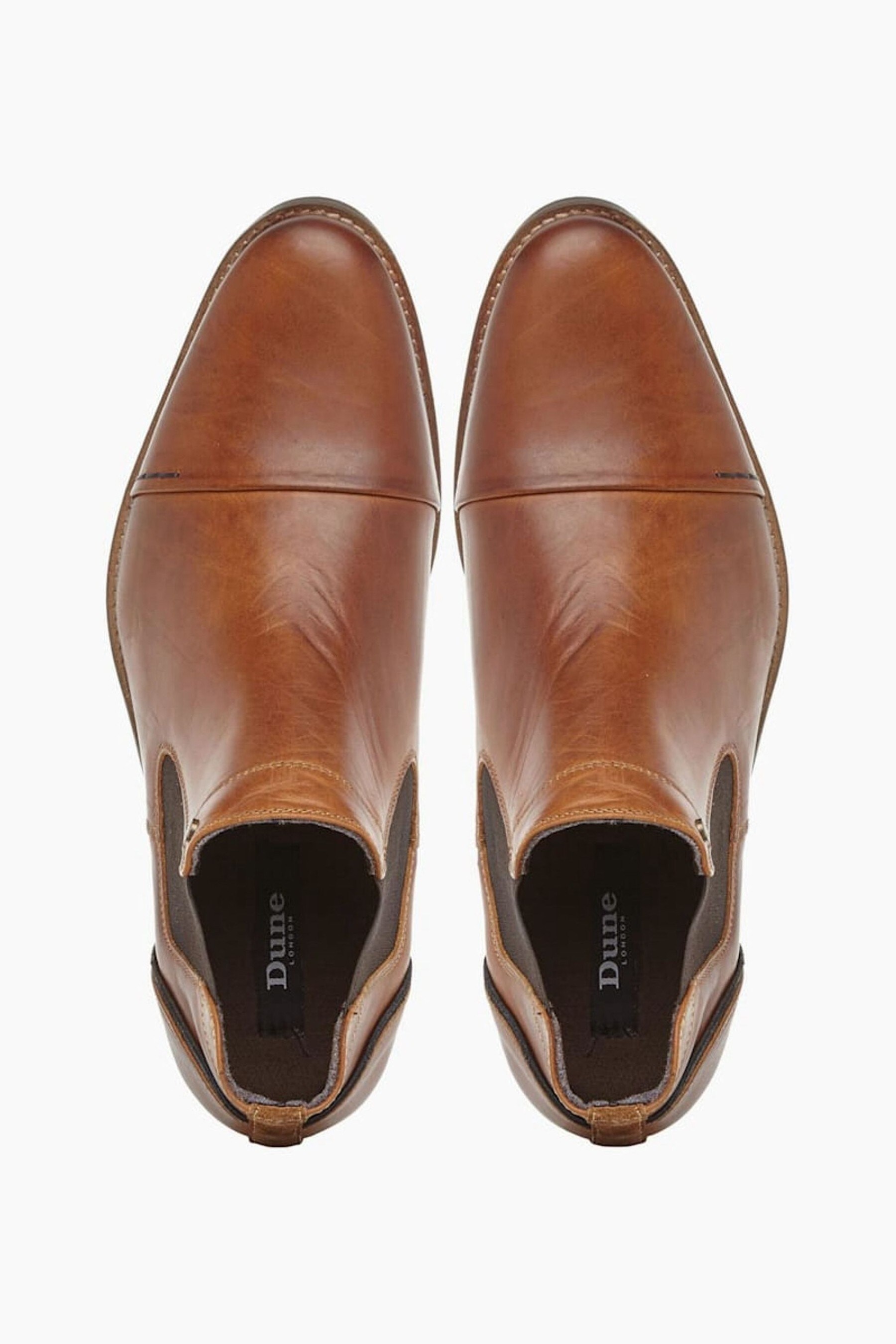 Buy Dune London Chili Tan Leather Toecap Detail Chelsea Boots from the