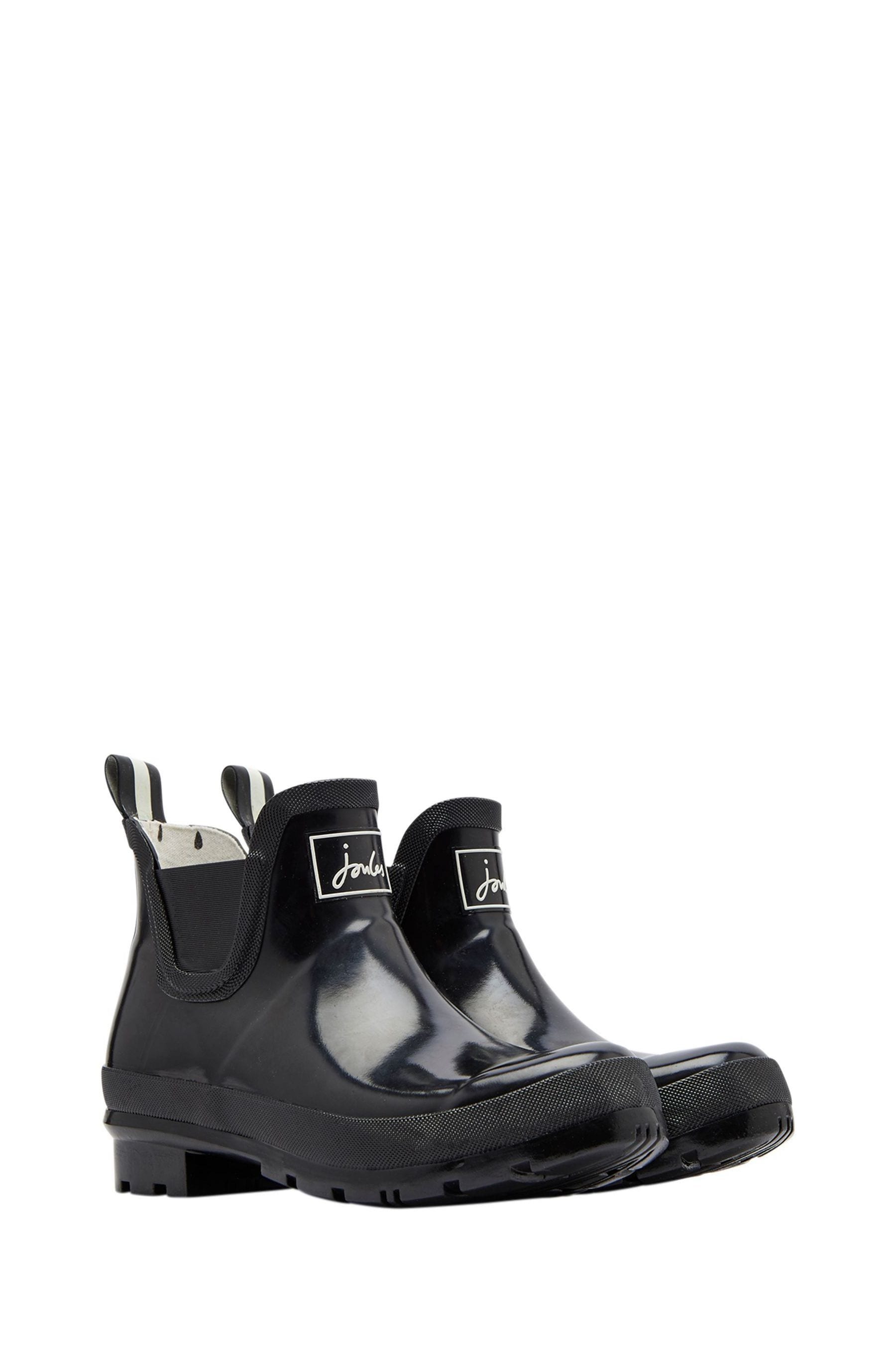 joules black kelly welly gloss mid height wellies