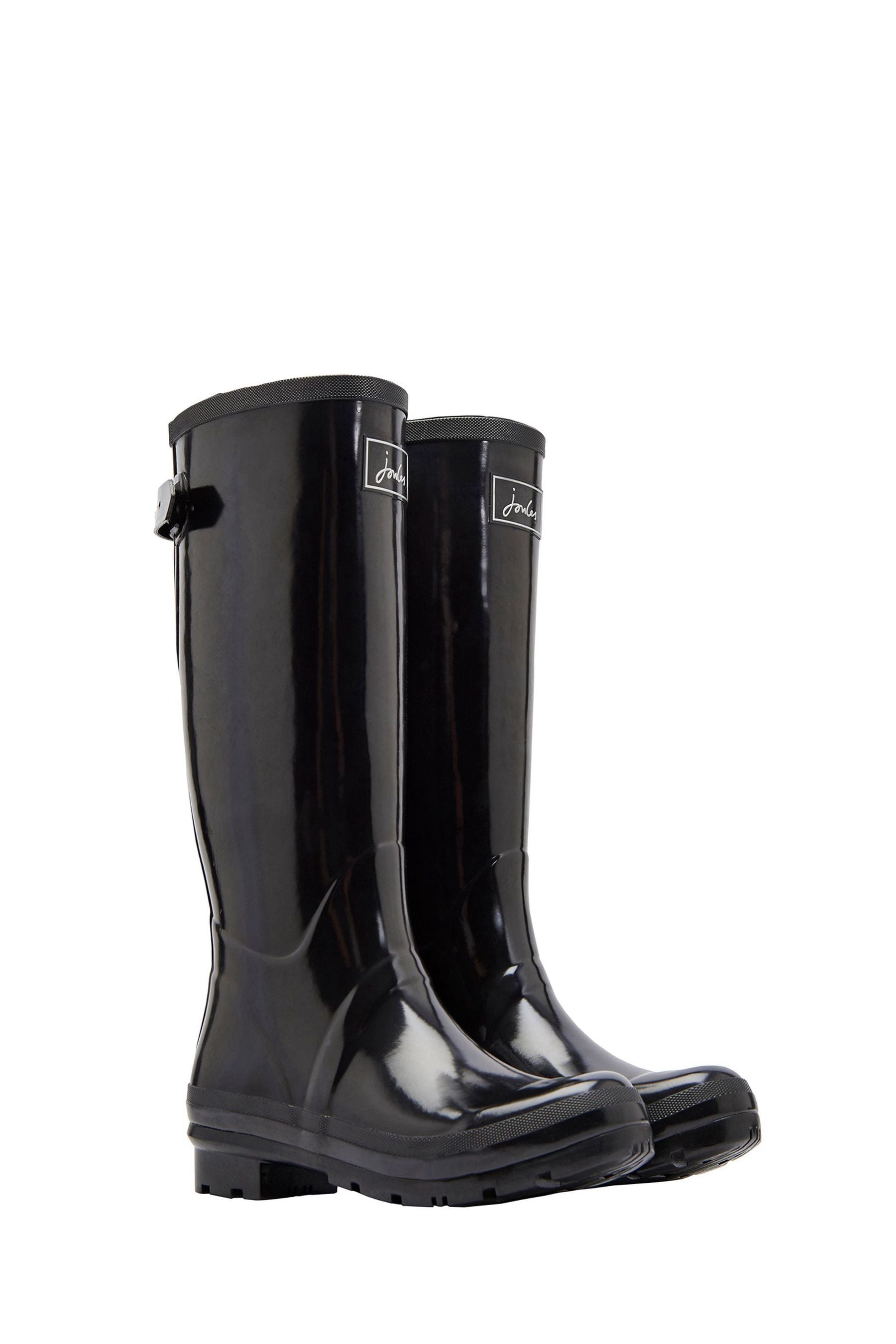 joules black kelly welly gloss mid height wellies