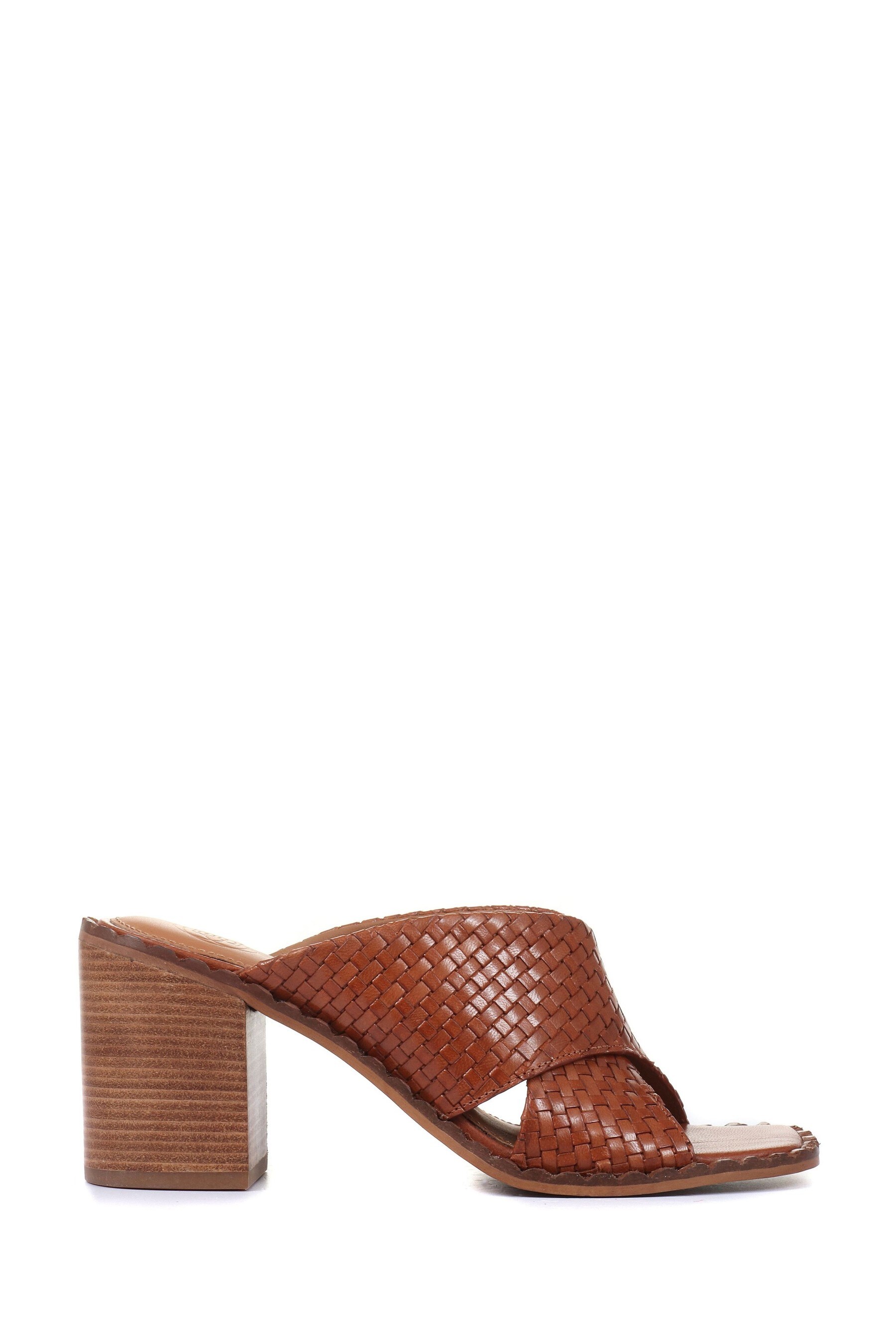 tan block heel mules