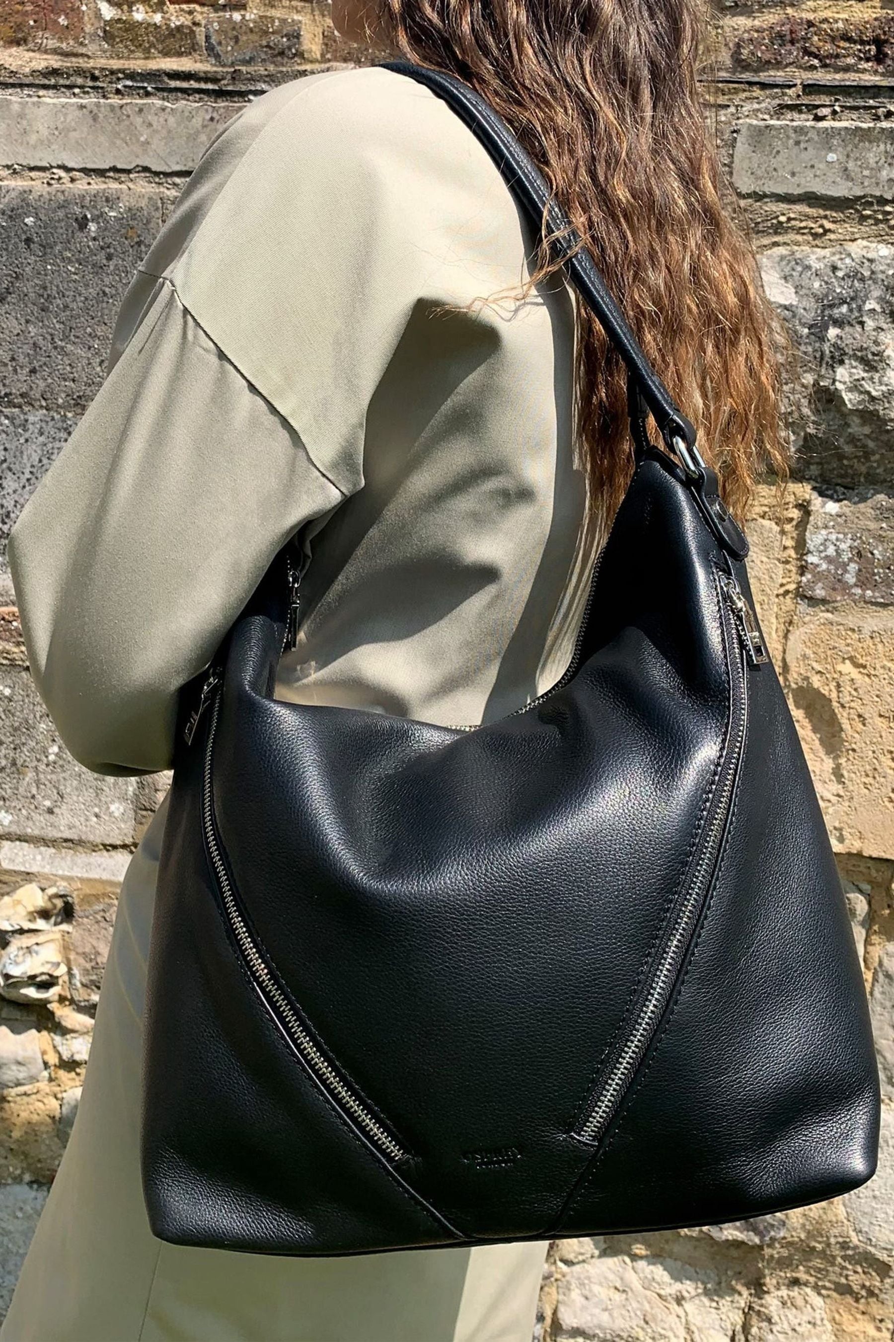 Buy OSPREY LONDON Black Saddle Leather Kelso Hobo Bag from the Next UK ...