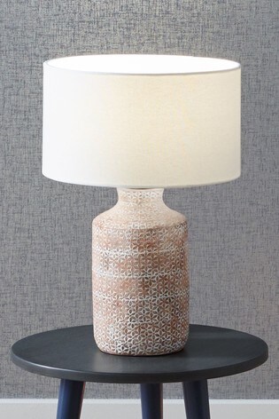Aster Grey Textured Flower, Stoneware Table Lamp