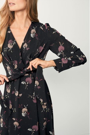 floral print waisted midi dress